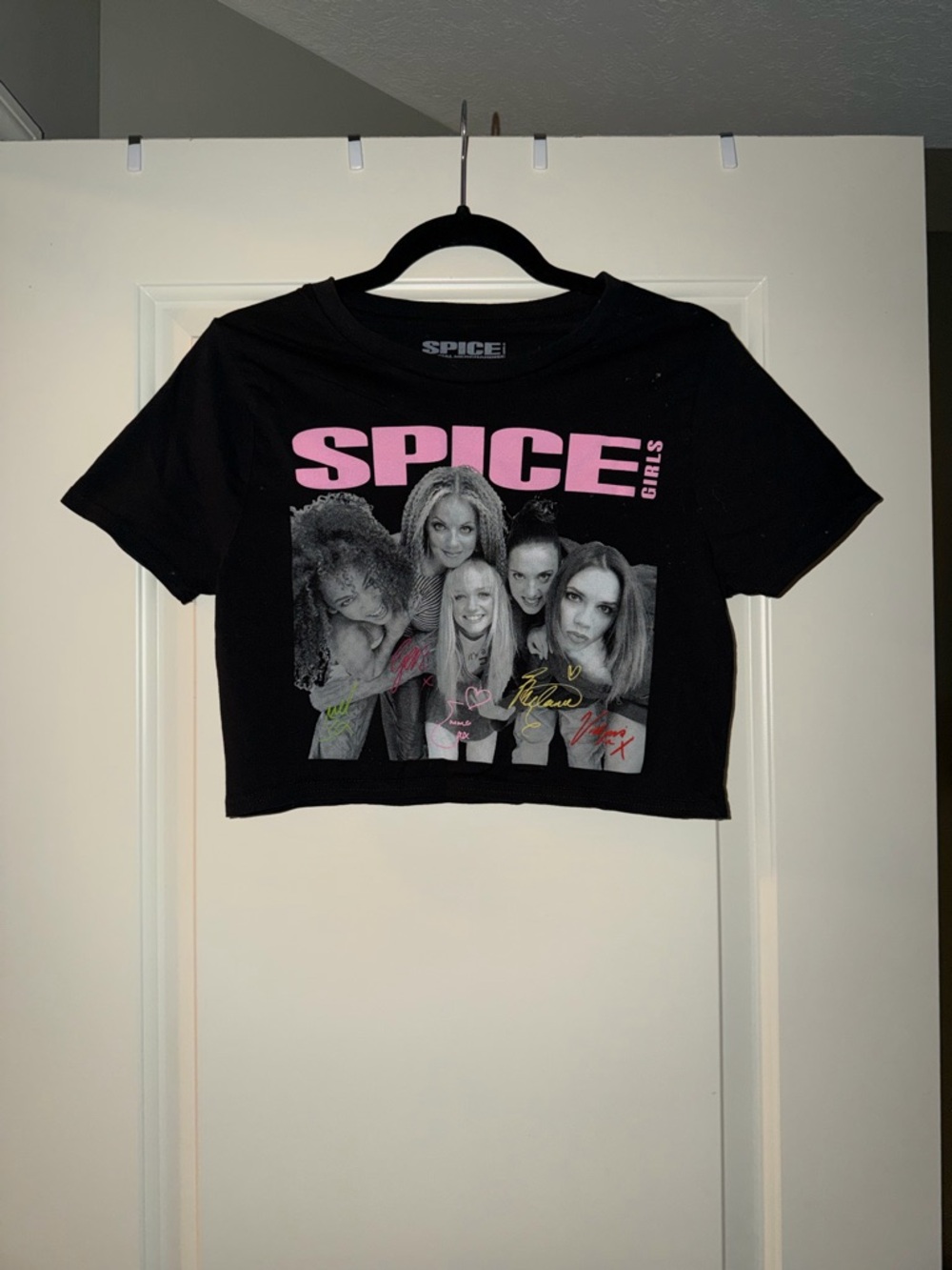 Spice Black Crop Tee with Pink SPICE Graphic